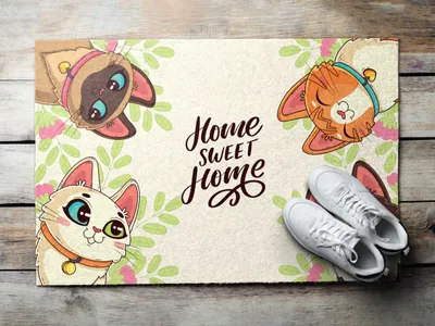 Produktbild von Fußmatte Aussen - Schuhmatte Haustür- Schmutzfangmatte Türvorleger - Outdoor Teppich Schmutzfänger - 60x40 cm - Inschrift Katzen