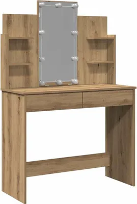 Produktbild von vidaXL Schminktisch mit LED-Leuchten Artisan-Eiche 96x40x142 cm