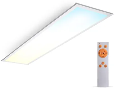 Image de B.K.Licht Panneau LED ultra plat dimmable longueur 100 cm avec télécommande température réglable 3000 K à 6500 K 24 W 2200 lm blanc lampe de plafond salon chambre