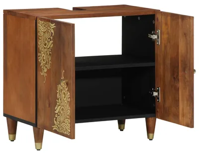 Produktbild von vidaXL Waschbeckenunterschrank mit Speicher Honigbraun 62 x 33 x 58 cm