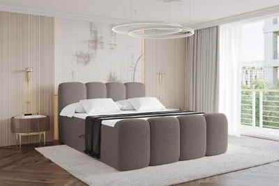 Produktbild von ALTDECOR Boxspringbett mit Fußteil - H3 Matratze und Topper - NINA Zanozek - 140x200 - Braun - Doppelbett, Boxbett, Polsterbett mit Bettkasten mit Stauraum und Kopftei
