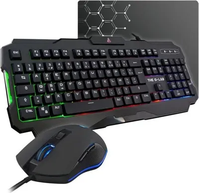 Produktbild von Gamer Set, The G-Lab COMBO HELIUM, Kabelgebundene Maus, Hintergrundbeleuchtete Tastatur, Mauspad, Bis zu 3200 DPI