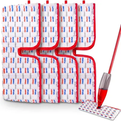 Obrázek produktu pro INF Náhradní mikrovláknové návleky na mop 4 ks kompatibilní s Vileda spray mop a kompatibilní s O-Cedar ProMist MAX, červené