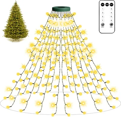 Zdjęcie produktu dla Świąteczne lampki choinkowe w kształcie pierścienia - 2 metry, 400 diod LED - 16 girlandek świetlnych - Świąteczna girlanda z timerem - 8 trybów
