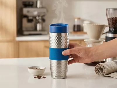 Image de Presston - Tasse isotherme en acier inoxydable, 360 ml, bleu, modèle Florina