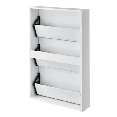 Produktbild von In And OutdoorMatch Schuhschrank Dan - Mit Spiegeln - Mit 3 Falttüren - 102,5 x 63 x 17 cm - Weiß - Spanplatte