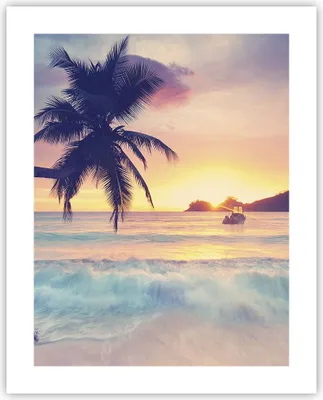 Produktbild von Poster - Poster ohne Rahmen - Meer Strand Palme - 40x50 cm - Wand Bild - Wanddeko - Wandbilder - Kunstposter - Wandposter - Bilder - Kunstdruck - Wanddekoration - Wandbild - P2XPA40x50-3992