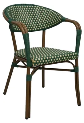 Image de Fauteuil de terrasse en ROTIN SYNTHETIQUE Vert & Beige pour Exterieur