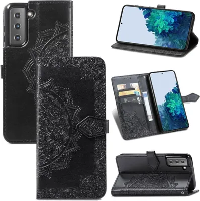 Produktbild von König Design Hülle kompatibel mit Samsung Galaxy S22 Plus 5G Kunstleder Handyhülle - Handy Case Schwarz