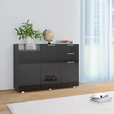 Produktbild von vidaXL Sideboard Hochglanz-Schwarz 107x35x80,5 cm