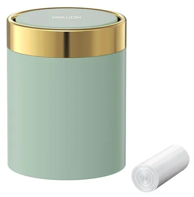 Image de Petit poubelle avec couvercle, 1,5 litre, en acier inoxydable, pour le bureau