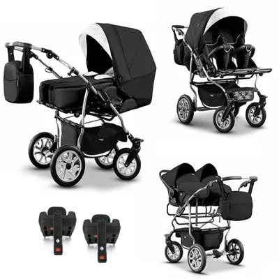 Produktbild von Zwillingskinderwagen 5 in 1 City Twin inkl. Autositze - 16 Teile -  in 19 Farben