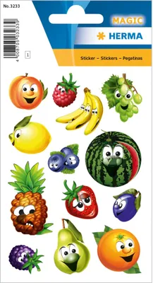 Produktbild von HERMA Sticker MAGIC "Früchte" Wackelaugen 1 Blatt à 13 Sticker