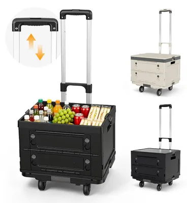 Obrázok produktu pre Vigevee nákupný vozík 48L, skladací, čierny, 3-v-1, s tichými kolieskami, ergonomickou rukoväťou, vyrobený z hliníka a PP, skladací
