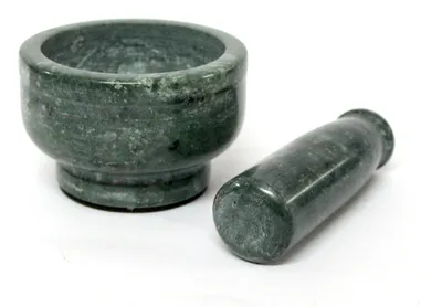 Mörser und Stößel aus Naturstein, Ø 10,2 cm, Kräutermühle