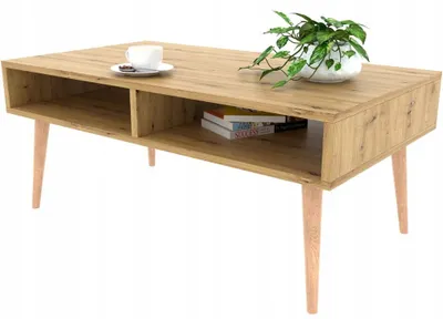 Produktbild von Skandinavischer Couchtisch EICHE Wohnzimmertisch Mit Ablage Tisch