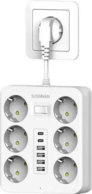Produktbild von Steckdosenleiste – Steckdosenleiste mit 6 USB-Anschlüssen und 6 Steckdosen