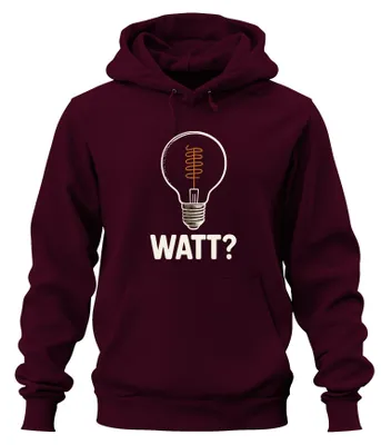 Produktbild von WATT? Glühbirne Elektriker Geschenk Lustig Strom Humor Hoodie Kapuzenpullover, Burgundy, L