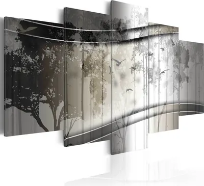 Produktbild von Leinwandbilder 200x100 cm b-C-0005-b-n Vlies Leinwandbild 5 tlg Kunstdruck modern Wandbilder XXL Wanddekoration Design Wand Bild BÄUME VOGEL WALD NATUR