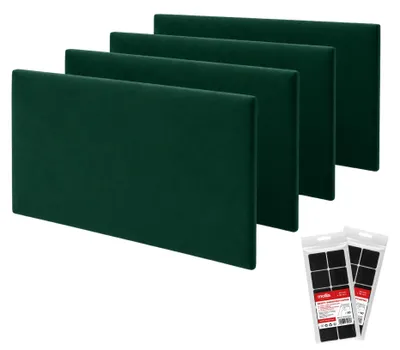 Produktbild von STEGU Polsterpaneel-Set 4× Rechteck 60x30 cm inkl. Klettband Kopfteil Velours Dunkelgrün