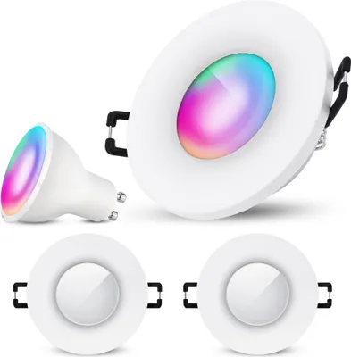 Produktbild von SSC-LUXon 3x BEDA Bad Einbaustrahler IP65 dimmbar inkl. WiFi Smart GU10 Lampe (RGB & Weißtöne) - Spot LED kompatibel mit Alexa, Siri & Google