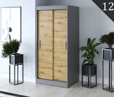 Obrázek produktu pro FurMeb24  atn­ sk­ˆ s posuvnmi dvemi GOLD -90x200cm dvoudveov sk­ˆ bez zrcadla, posuvn sk­ˆ (antracit + dub artisan)