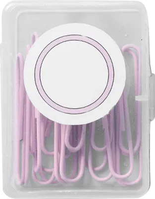 Produktbild von Büroklammern aus Metall zum Binden von Akten, Büchern, farbige Büromaterialien mit Aufbewahrungsbox, 50 mm, Sakura Pink