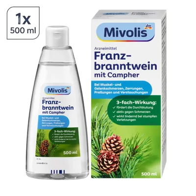 Produktbild von Mivolis Franzbranntwein Schmerzgel & Massage 500 ml - Kühlend für Muskeln & Gelenke, Durchblutungsfördernd