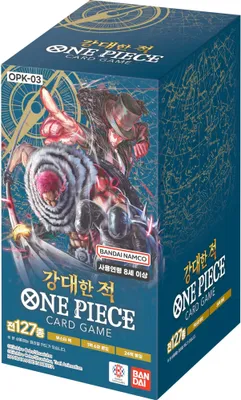 Produktbild von OPK-03 Pillars of Strength – One Piece Card Game Booster Box (24 Packs à 6 Karten, Koreanische Version) + Heartforcards® Versandschutz