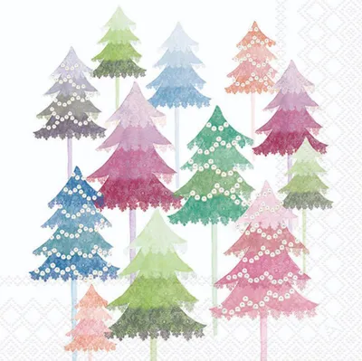 Produktbild von 20 Servietten Watercolour Trees - Bunte Bäume in Wasserfarben 33x33cm