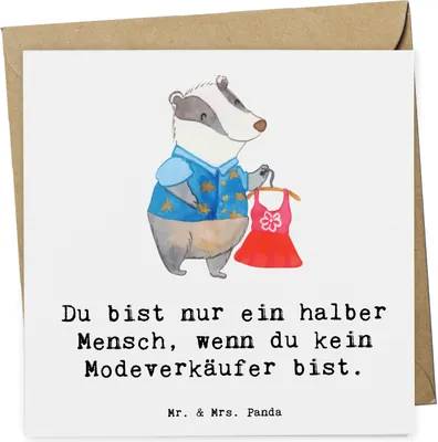 Produktbild von Mr. & Mrs. Panda Deluxe Karte Modeverkäufer Herz - Weiß - Geschenk, Verkäufer, doppelkarte, Spruch, faltkarte, Grußkarte, Witzig, Fashion Store, Glückwunschkarte, Lustig