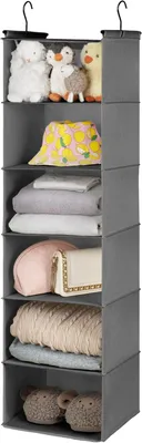 Imagen del producto de Estantería colgante con 6 compartimentos, plegable, de 30x30x108 cm, ideal para ropa y accesorios