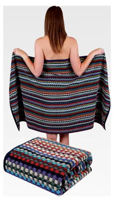 Produktbild von 2 Stück XXL Badetücher Duschtücher Saunatücher 100% Baumwolle Karo BUNT Größe 80 x 150 cm