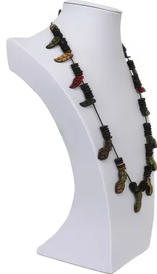 Produktbild von elegante Schmuckbüste Dekobüste Schmuckhalter Kettenhalter Kunstleder weiss H34