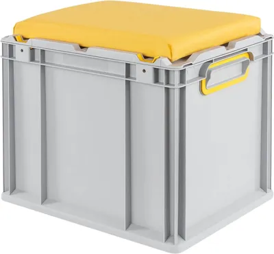 Produktbild von Eurobox NextGen Seat Box Gelb | HxBxT 36,5x30x40cm | 30 Liter | Griffe geschlossen | Grau | Eurobehälter, Sitzbox, Transportbox, Transportbehälter, Stapelbehälter