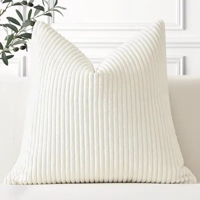 Obrázok produktu pre Poťah na vankúš z cordurou, 50x50 cm, béžová farba, vhodný do obývačky a spálne