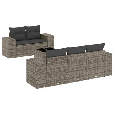 Zdjęcie produktu dla vidaXL 6-częściowa sofa ogrodowa z poduszkami z szarego polirattanu