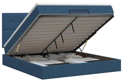Zdjęcie produktu dla Łóżko ottoman z materacem niebieski 160 x 200 cm tkanina