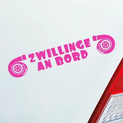 Produktbild von Auto Aufkleber Zwillinge an Bord Turbolader Turbo Twins 20x4 cm Pink Sticker Heckscheibenaufkleber