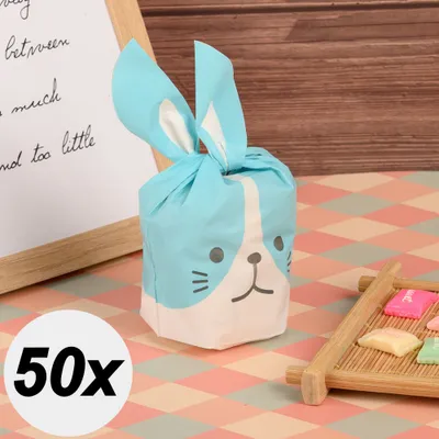 Produktbild von 50 PCS Happy Treat Handout Taschen - Plastiktüten - Handout Taschen - Geschenktüten - Geschenktüten - Kinderbehandlung - Treat Taschen - Größe 10 x 17 cm - Farbe Blau - Decopatent