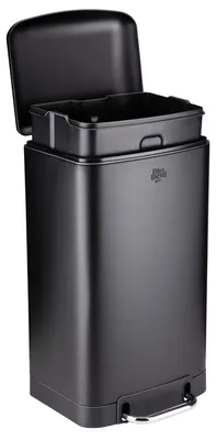 Produktbild von Dirt Devil Mülleimer 30L Tretmülleimer Soft Close Deckel - Abfalleimer 34,5 x 32,5 x 61,5 cm - Edelstahl - Herausnehmbarer Inneneimer - Kunststoff - Schwarz