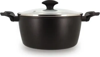 Produktbild von Kochtopf Menastyl, Geschmiedetes Aluminium, 24 cm, Schwarz, Für alle Herdarten inklusive Induktion, Antihaftbeschichtung