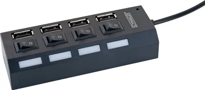 Image de Schwaiger USB Hub 4-fach 2.0A Buchse Passiv Schwarz