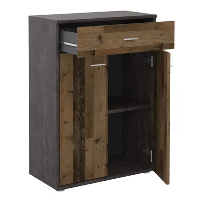 Produktbild von Kommode TOMMY Sideboard Schrank in dunkler Betonoptik/Old Style mit Schublade und 2 Türen