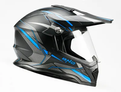 Produktbild von BNO Cross-3 Integralhelm, Crosshelm mit Visier,Motorradhelm, Visier Wechselbar, Schild Abnehmbar, volle ECE Prüfung, Matt Schwarz/Blau, Größe L