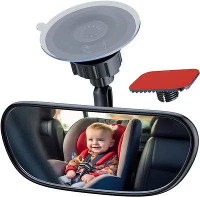 Productafbeelding van Automatenspiegel voor baby's, 360° verstelbaar, breed gezichtsveld, met zuignap en bevestigingshouder, voor in de auto