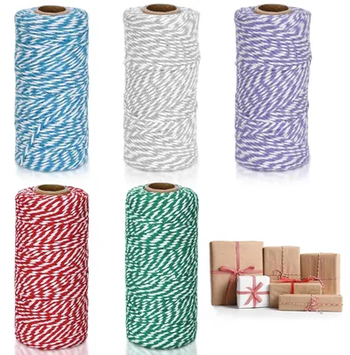 Image de TRANKIELO® - 5 rouleaux de corde en coton, 100 mètres, multicolore, épaisseur 2 mm - Idéal pour la décoration et l'emballage