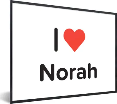 Produktbild von MuchoWow® Gerahmtes Poster Ich liebe - Norah - Mädchen 80x60 cm - Poster mit Schwarzem Bilderrahmen Wandposter Rahmen Foto Bilder - Schwarzem - Mit Gestell