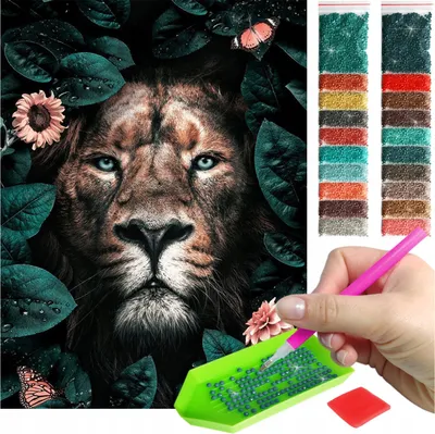 Produktbild von ARTULIO Diamond Painting Set - Stolzes Löwenporträt - 30x40 cm - 5D Diamant Painting Bilder DIY, Diamond Painting Erwachsene