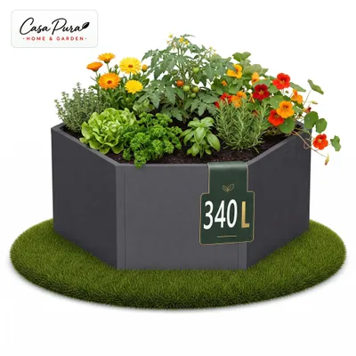 Produktbild von Hochbeet Rosia aus Metall sechseckig verzinkt für Garten Terrasse Balkon – 52 cm Höhe Anthrazit